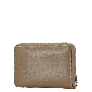 Celine leather fold bi zipper round greige wallet